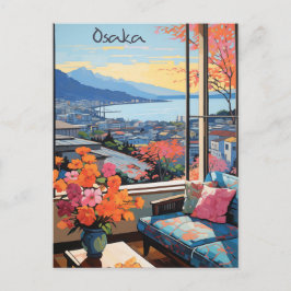 Cartão Postal Osaka Japan Travel City Painting Aesthetic