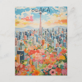 Cartão Postal Osaka Japão Viagem Cidade Pintura Estética