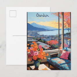 Cartão Postal Osaka Japão Viagem Cidade Pintura Estética