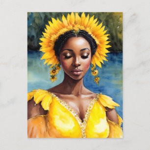 Cartão Postal Oshun African Orisha Watercolor Art