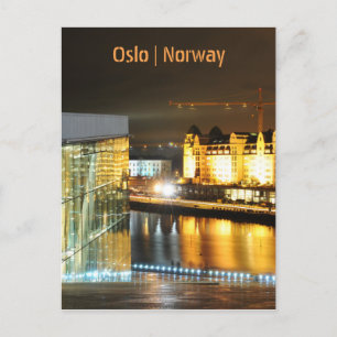 Cartão Postal Oslo, Noruega à noite