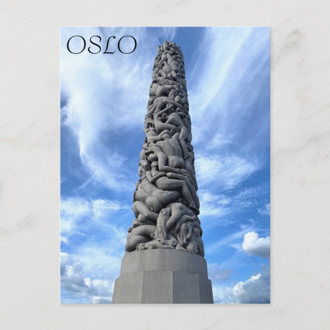 Cartão Postal Oslo Noruega Capital City Vigeland Park Monolith (Frente)