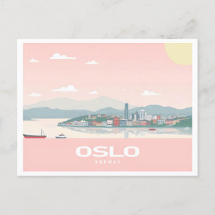 Cartão Postal Oslo Noruega Fjord Pastel Viagem