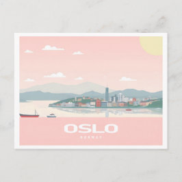 Cartão Postal Oslo Noruega Fjord Pastel Viagem