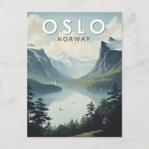 Cartão Postal Oslo Noruega Viagem Arte Vintage