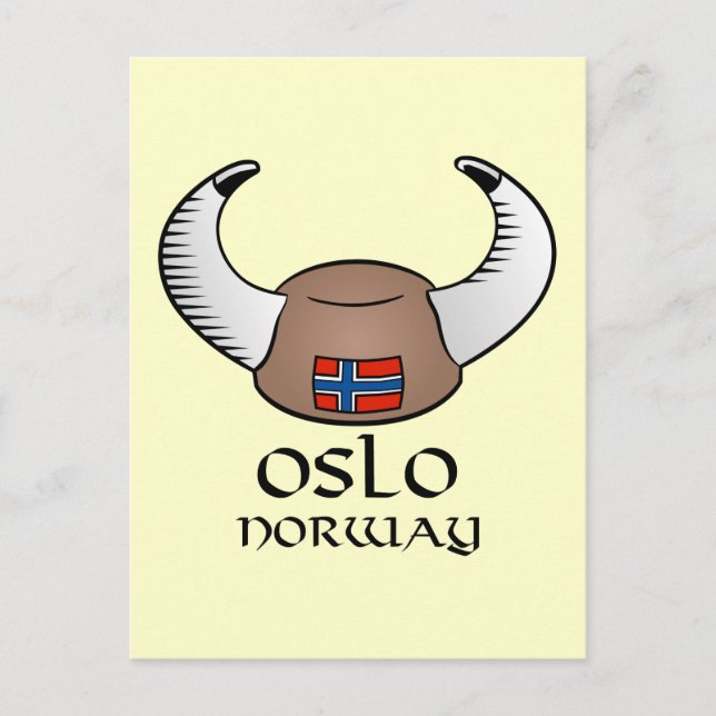Cartão Postal Oslo Noruega Viking Hat (Frente)