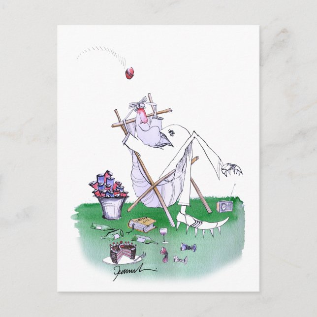 Cartão Postal ossos preguiçosos - críquete, tony fernandes (Frente)