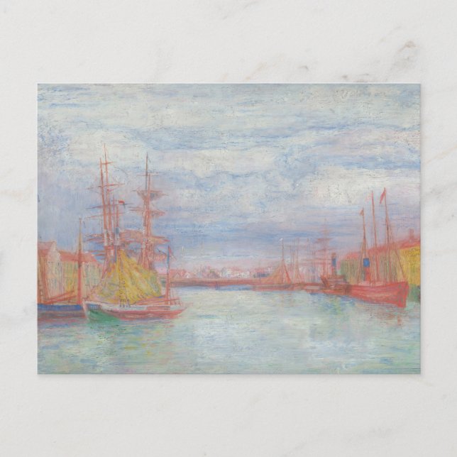 Cartão Postal Ostend Harbor por James Ensor (1900) (Frente)