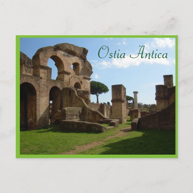 Cartão Postal Ostia Antica, Roma com texto (Frente)