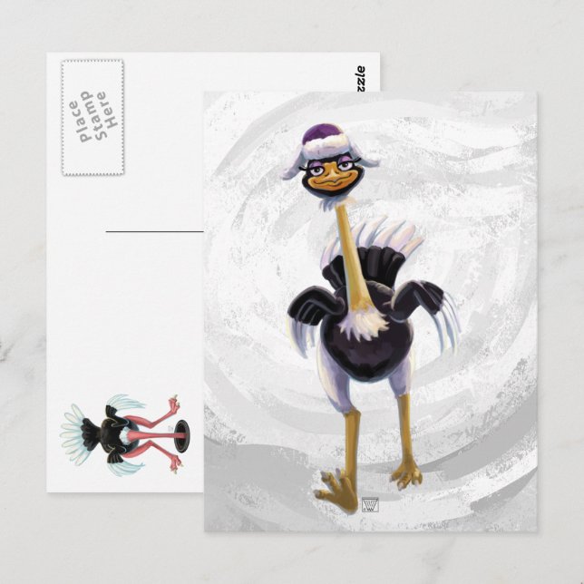 Cartão Postal Ostrich Corrente das Montanhas (Frente/Verso)