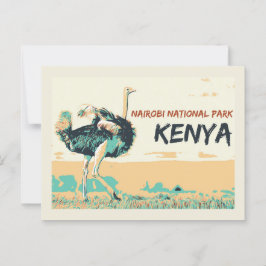 Cartão Postal Ostrich no Parque Nacional de Nairobi, Quénia