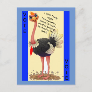 Cartão Postal Ostrich Político Anti-Trump Engraçado com Tie Verm