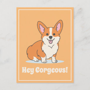 Cartão Postal Ótima Ilustração "Hei Corgeous" de Corgi