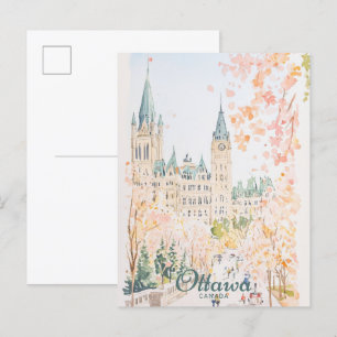Cartão Postal Ottawa Canada Gouache Paint Viagem