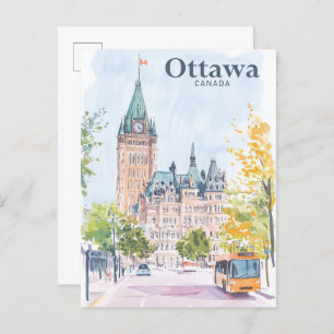 Cartão Postal Ottawa Canada Gouache Paint Viagem