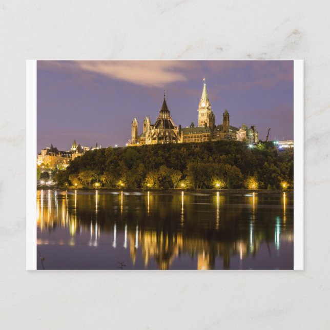 Cartão Postal Ottawa Parlamento à Noite (Frente)