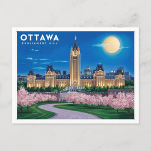Cartão Postal Ottawa parlamento hill Moonlight