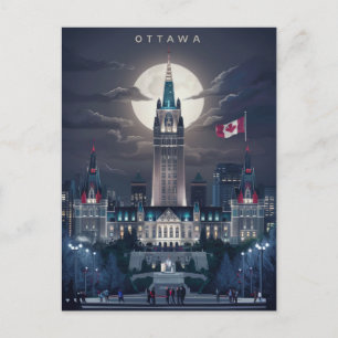Cartão Postal Ottawa: Parlamento hill Night