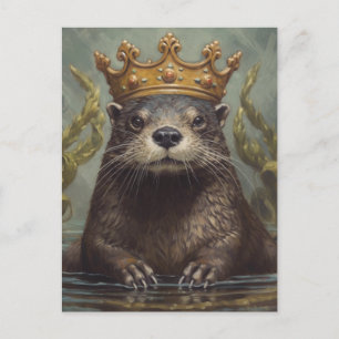 Cartão Postal Otter em uma Coroa