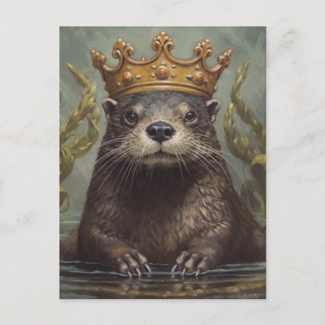 Cartão Postal Otter em uma Coroa (Frente)