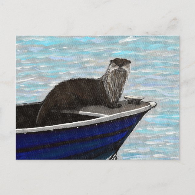 Cartão Postal Otter em uma pintura de barco (Frente)