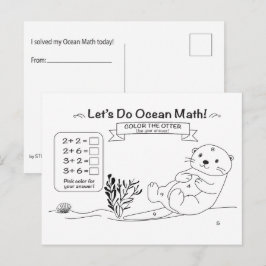 Cartão Postal Otter Math Coloring Postcard
