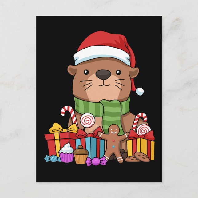 Cartão Postal Otter Natal Gift Kids Sea Otter (Frente)