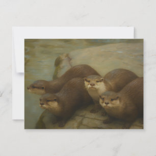 Cartão Postal Otter Quartet - Impressão de Arte sobre a Vida Sel