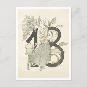 Cartão Postal Ottilia Adelborg Floral Vintage - Número 18