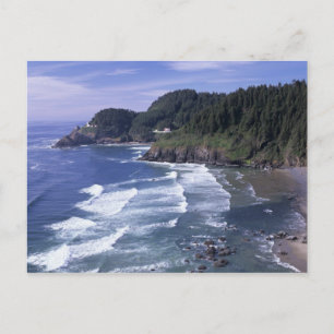 Cartão Postal OU, Costa do Oregon, Farol de Heceta Head, em