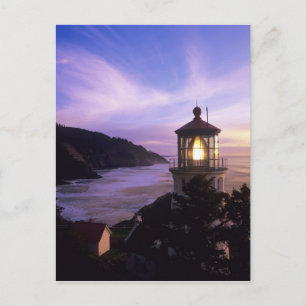 Cartão Postal OU, Costa do Oregon, Farol de Heceta Head, em