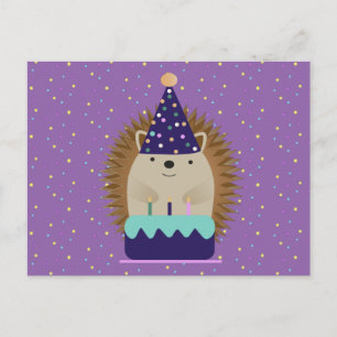 Cartão Postal ouriço fofo de festa