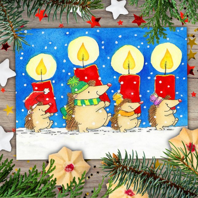 Cartão Postal Ouriços de Velas de Natal  (Criador carregado)