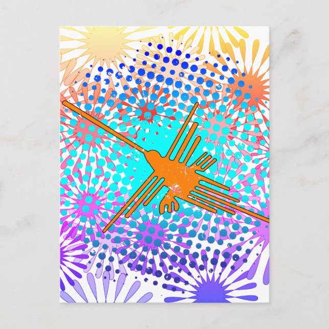 Cartão Postal Ouro angustiado Linhas Nazca Hummingbird (Frente)