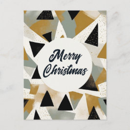 Cartão Postal Ouro Árvore de Férias Negra Saudação de Natal Feli