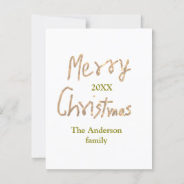 Cartão Postal Ouro brilho alegre natal adiciona nome de família 