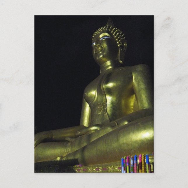 Cartão Postal Ouro Buda à Noite (Frente)