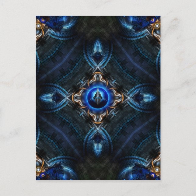 Cartão Postal Ouro Caleidoscópio Azul (Frente)