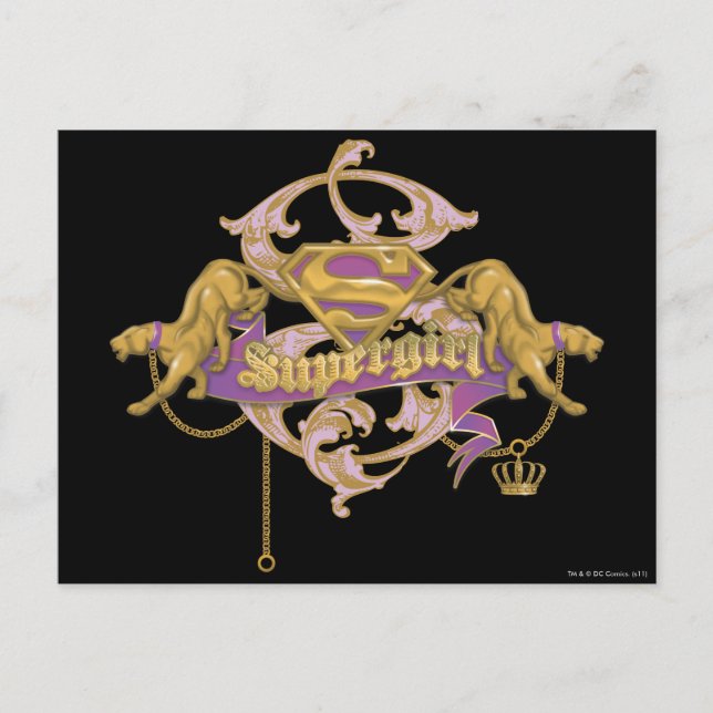 Cartão Postal Ouro de Supergirl Cat 2 (Frente)
