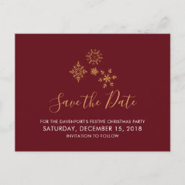 Cartão Postal Ouro Decorativo Snowflakes Xmas Salvar Data
