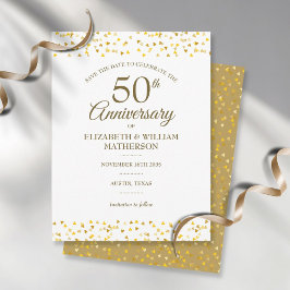 Cartão Postal ouro do 50º aniversário Ama Corações Salvem a Data