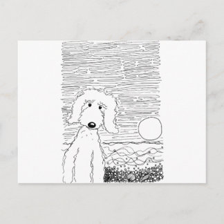 Cartão Postal Ouro Doodle na praia