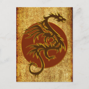 Cartão Postal Ouro Dragon Sun estilo antigo