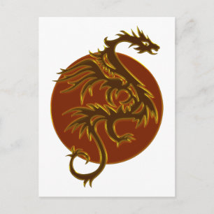 Cartão Postal Ouro Dragon Sun faça seu próprio histórico