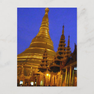 Cartão Postal ouro estúpido da noite de shwedagon