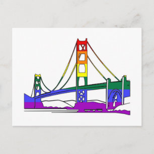 Cartão Postal Ouro Gate Bridge Rainbow Pride