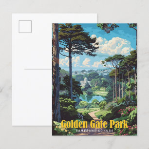 Cartão Postal Ouro Gate Park San Francisco Viagens vintage EUA