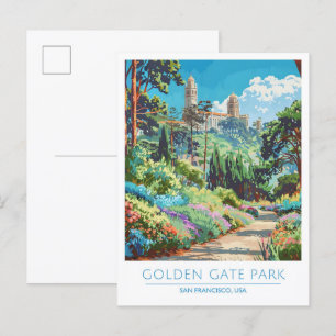 Cartão Postal Ouro Gate Park San Fransisco EUA Viagens vintage