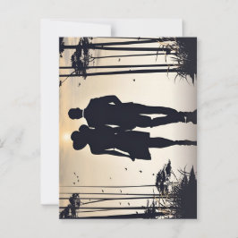 Cartão Postal Ouro Hour Romance Silhouette Casal Sunset Walk