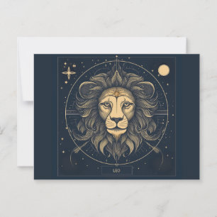 Cartão Postal Ouro Leo Zodiac Astrologia